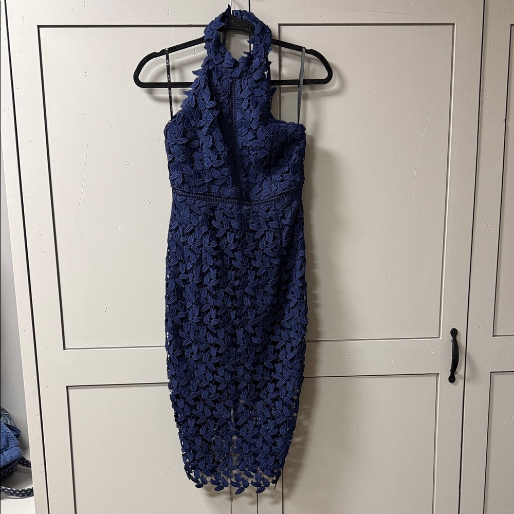 Bardot Elegant Navy Blue Halter Dress
